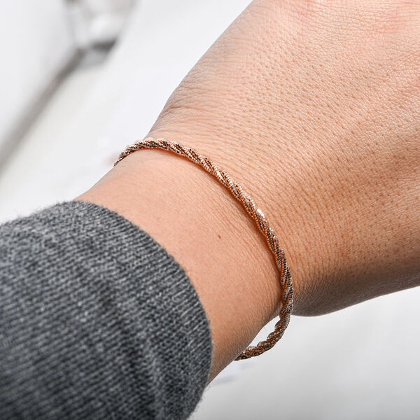 Geflochtenes Omega-Armband in 925 Silber rosévergoldet, 19 cm image number 1