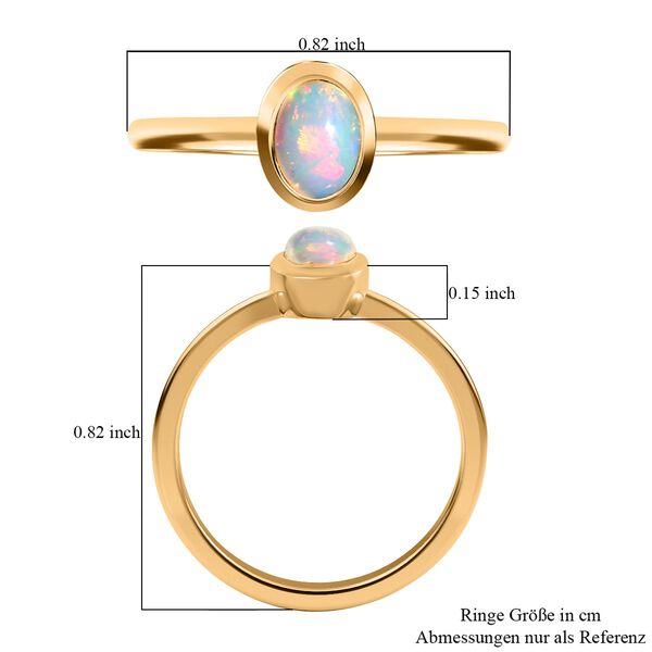 Natürlicher Äthiopischer Opal Ring 925 Silber vergoldet  ca. 0,43 ct image number 7