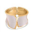 Weiße Eleganz Armreif - Modernes Wellen-Design, Emailliert