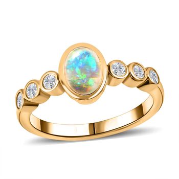 2er-Set AA nat&uuml;rliches, &auml;thiopisches Welo-Opal und Zirkon-Schmuckset - 1,75 ct.