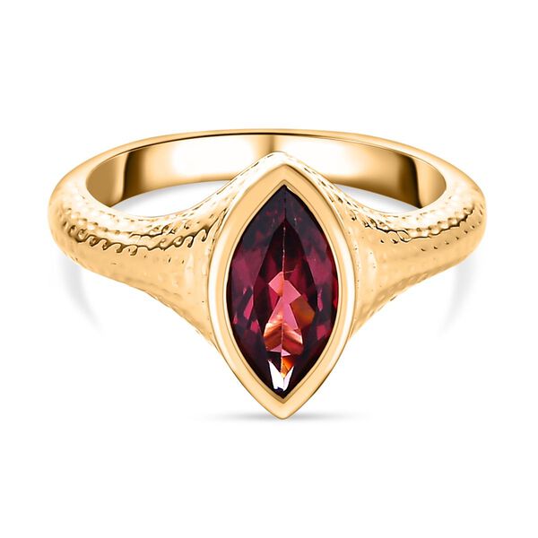 AAA Orissa Rose Granat Ring, 925 Silber Gelbgold Vermeil (Gr&ouml;&szlig;e 17.00) ca. 1.26 ct