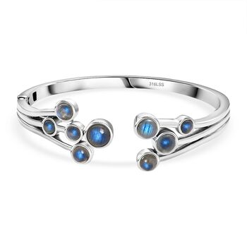 AAA Labradorit Armreif ca. 19 cm Edelstahl ca. 10,76 ct.