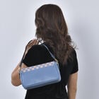 Designertasche mit Karo-Muster, Kunstleder mit abnehmbarem Riemen, Größe 27,5x8x15 cm, Blau image number 2