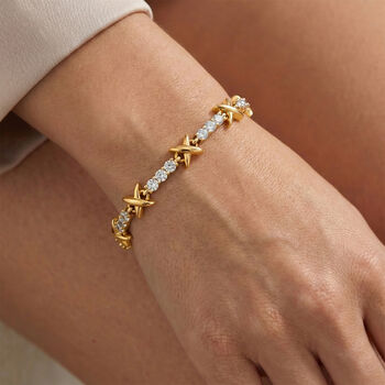 Wei&szlig;er Zirkonia Armband ca. 19 cm Nickelfreies Messing Standard