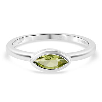 Nat&uuml;rlicher Peridot Solit&auml;r-Ring, 925 Silber (Gr&ouml;&szlig;e 21.00) ca. 0,40 ct