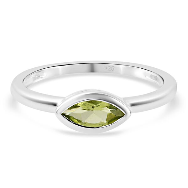 Nat&uuml;rlicher Peridot Solit&auml;r-Ring, 925 Silber  ca. 0,40 ct