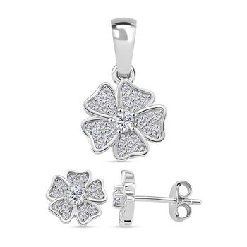 Moissanit Schmuckset, 925 Silber rhodiniert - 0,58 ct.