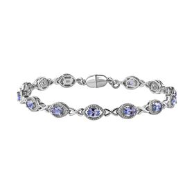 Tansanit Armband ca. 19 cm 925 Silber platiniert ca. 2,96 ct.