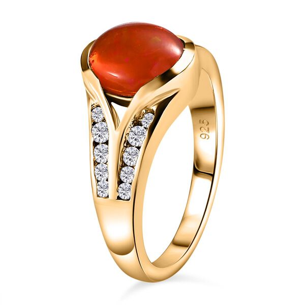 AA orange &auml;thiopischer Opal und Zirkon-Ring - 1,49 ct. image number 5