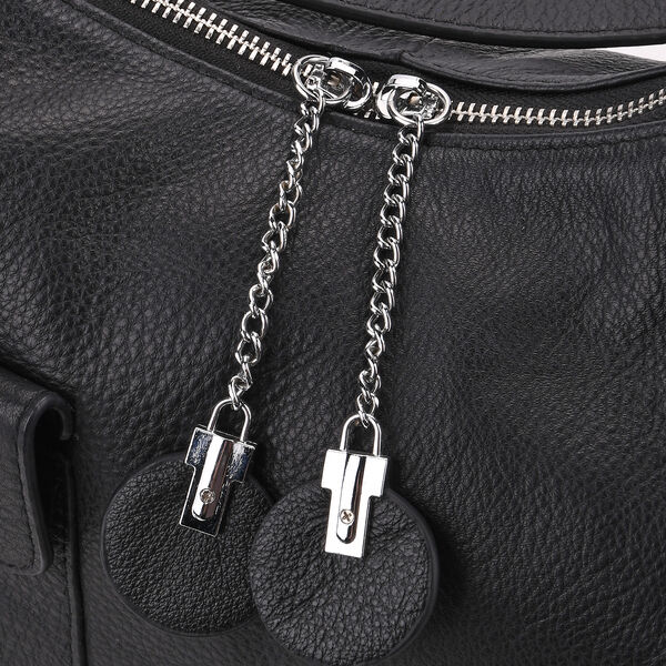 Crossbody Tasche aus echtem Leder, 29,5×12×26 cm, Schwarz image number 4