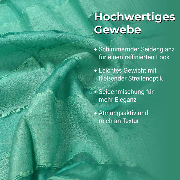 Modal-Seide-Schal, Streifendesign, 175x60 cm, Grün image number 4