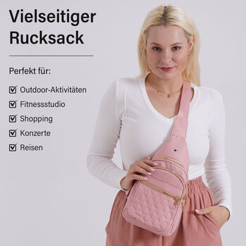 Rucksack mit RFID-Schutz in Steppoptik, 17x7,5x30cm, Rosa
