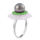 Weiße Jade, Tahiti Perle Ring, 925 Silber rhodiniert, (Größe 20.00) ca. 17.90 ct image number 3