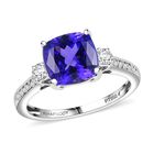 Rhapsody AAAA Tansanit, Weißer Diamant Ring 950 Platin (Größe 17.00) ca. 3,70 ct