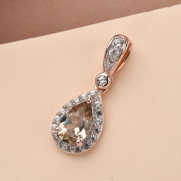 AAA Turkizit und weißer Zirkon-Anhänger, 925 Silber Roségold Vermeil ca. 1.12 ct image number 3