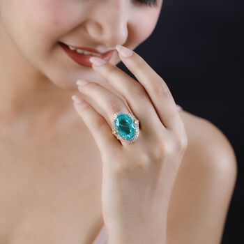 Smaragd Triplett Quarz und Zirkon Ring - 20,84 ct.