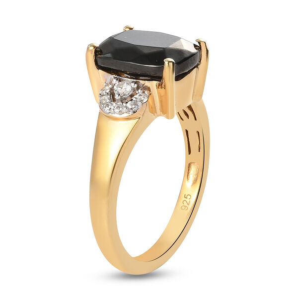 Elite Shungit und Zirkon Ring 925 Silber vergoldet  ca. 2,09 ct image number 5