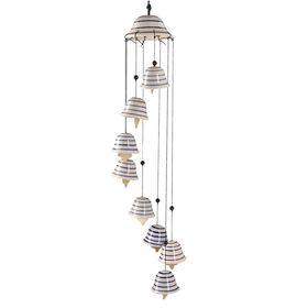 Handgefertigtes Keramik-Windspiel mit 8 handgemalten Glocken, 11 x 80 cm Lang, gestreift