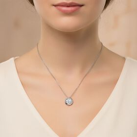 LUXURIANT VS-EF Labor Diamant Anh&auml;nger mit 50cm Kette, 925 Silber platiniert- 0,25 ct.