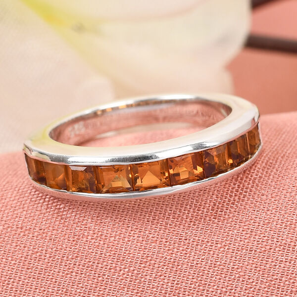 Madeira Citrin Band Ring 925 Silber Platin-Überzug image number 2