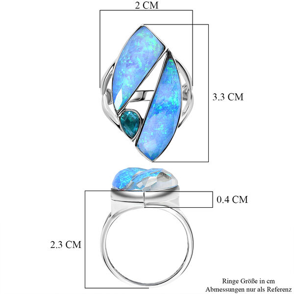 Sajen Silber-Opal Dublett Ring 925 Silber rhodiniert (Gr&ouml;&szlig;e 19.00) ca. 10.12 ct image number 6