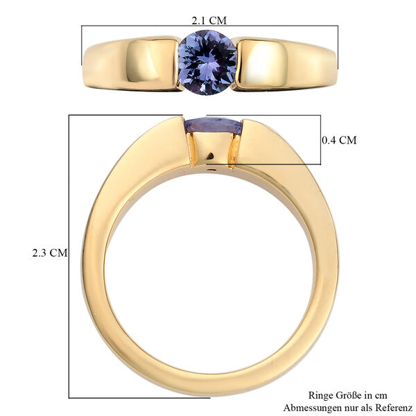 Tansanit Solit&auml;r Spannring, 925 Silber Gelbgold Vermeil  ca. 0,50 ct image number 7