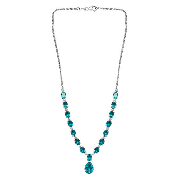 Capri-Blau Triplett Quarz-Halskette in 925 Silber image number 4