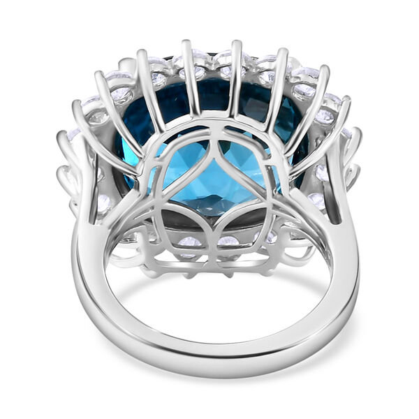 Premium London Blau Topas und Zirkon-Ring, 925 Silber platiniert  ca. 24,16 ct image number 6
