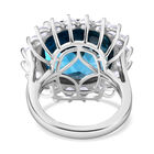 Premium London Blau Topas und Zirkon-Ring, 925 Silber platiniert  ca. 24,16 ct image number 5