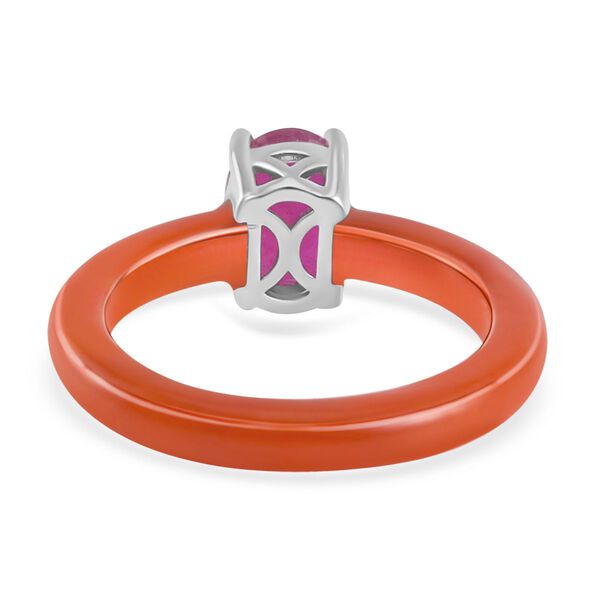 Rote Jade, Afrikanischer Rubin (Fissure gef&uuml;llt) Ring, 925 Silber rhodiniert (Gr&ouml;&szlig;e 16.00) ca. 9.50 ct image number 5