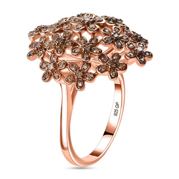 GP Italienischer Garten Kollektion - Nat&uuml;rlicher Champagner Diamant, Kanchanaburi Blauer Saphir Ring 925 Silber 750 Ros&eacute;gold Vermeil (Gr&ouml;&szlig;e 17.00) ca. 0.51 ct image number 5