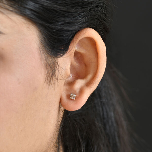 D'Joy Nat&uuml;rlicher Champagner Diamant Ohrringe 925 Silber 750 Ros&eacute;gold Vermeil ca. 0.15 ct image number 3