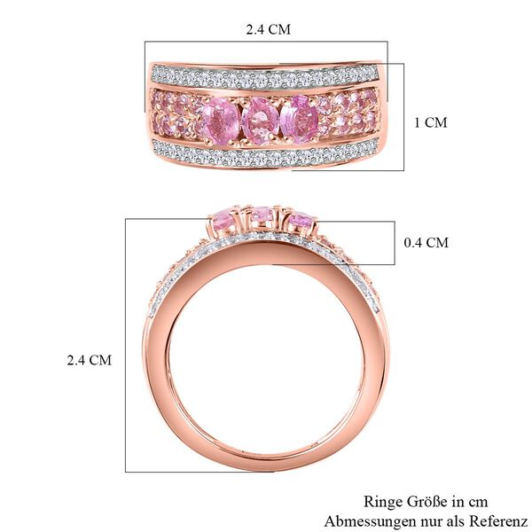 AA Rosa Saphir Ring, 925 Silber Roségold Vermeil (Größe 21.00) ca. 1.43 ct image number 7