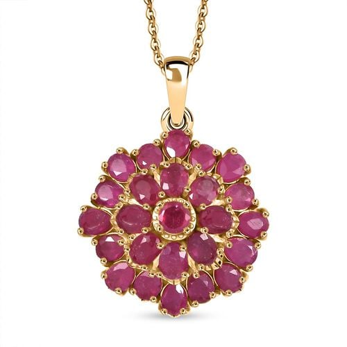 D’joy Afrikanischer Rubin (Fissure gefüllt) Schmuckset 925 Silber 750 Gelbgold Vermeil ca. 5,79 ct. image number 0