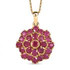 D’joy Afrikanischer Rubin (Fissure gefüllt) Schmuckset 925 Silber 750 Gelbgold Vermeil ca. 5,79 ct.