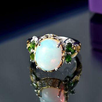 D'Joy AA Nat&uuml;rlicher, &auml;thiopischer Welo Opal, Chromdiopsid und Zirkon Ring - 4,19 ct.
