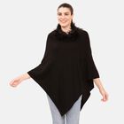 LA MAREY Pashmina Poncho mit Kunstfell Bordüre, Free Size, Schwarz  image number 2