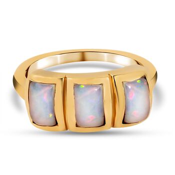 Nat&uuml;rlicher, &auml;thiopischer Opal-Ring, 925 Silber vergoldet (Gr&ouml;&szlig;e 16.00) ca. 1,11 ct