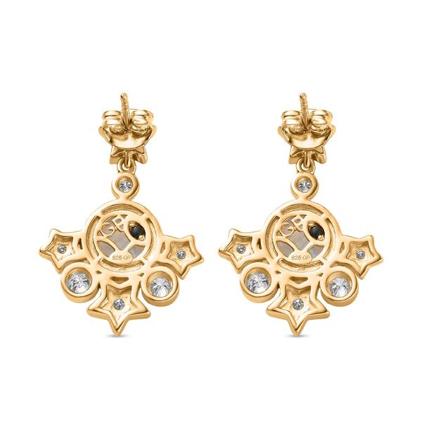 GP Celestial Kollektion - AA Regenbogen Mondstein, Moissanit Ohrringe 925 Silber 750 Gelbgold Vermeil ca. 5.42 ct image number 4