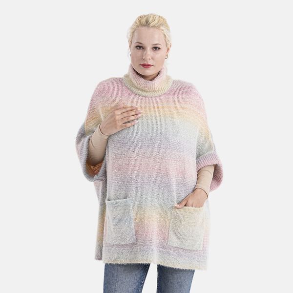 La Marey - Poncho mit Stehkragen und Taschen, Mehrfarbig image number 5