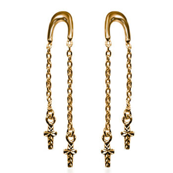 Kreuz Ohrh&auml;nger, 925 Silber vergoldet, ca. 1,70g