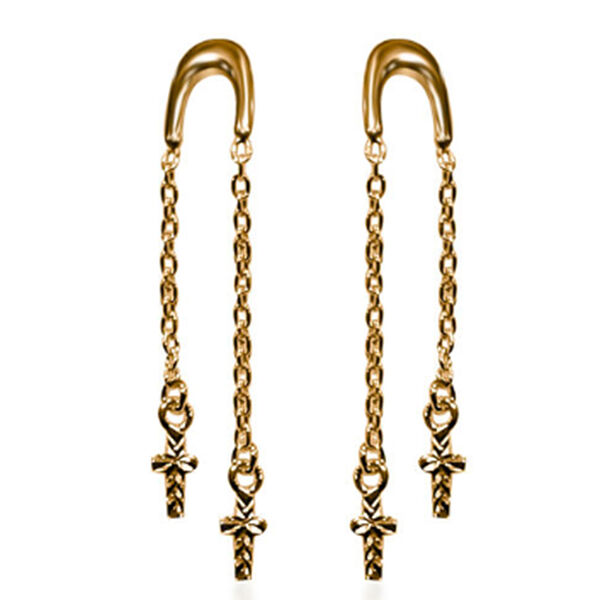 Kreuz Ohrh&auml;nger, 925 Silber vergoldet, ca. 1,70g