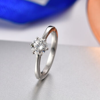 D'Joy Moissanit Ring, 925 Silber platiniert - 0,99 ct.