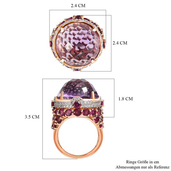 GP Art D&eacute;co Kollektion - Rose De France Amethyst, Rhodolith Granat und Multi-Edelstein-Ring - 24,72 ct. image number 6