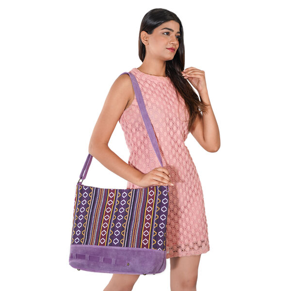 100% Echtleder Umh&auml;ngetasche, lila image number 1