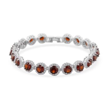 Granatrotes und wei&szlig;es Zirkonia 19cm Armband