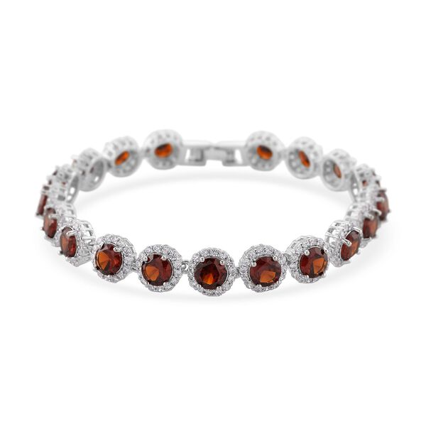 Granatrotes und wei&szlig;es Zirkonia 19cm Armband