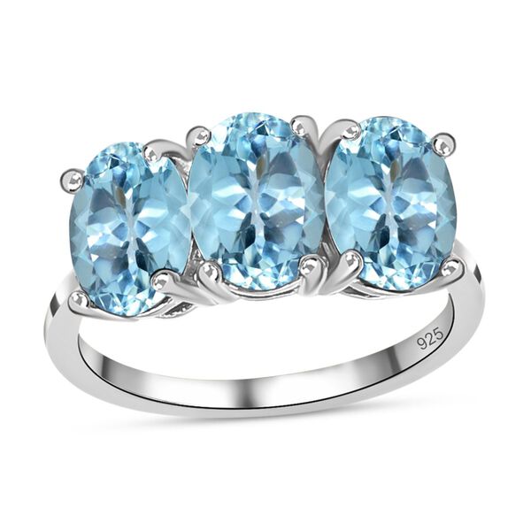 2er-Set himmelblauer Topas-Ring und Anhänger, 925 Silber platiniert, ca. 6,38 ct image number 4