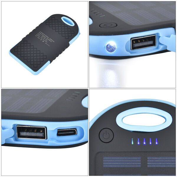 Solarbetriebene Powerbank mit USB Anschluss, Himmelblau image number 8