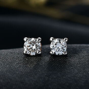 LUXURIANT SGL zertifizierte SI-GH Labor Diamant Ohrringe, 925 Silber 750 Ros&eacute;gold Vermeil - 0,50 ct.